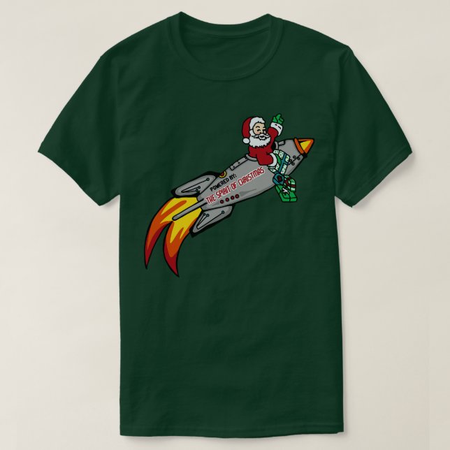 Camiseta Santas Rocket Ship (Frente do Design)
