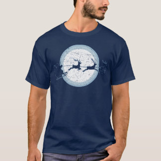 Camiseta Santas Silhouette Andando Sleigh Memória de Natal