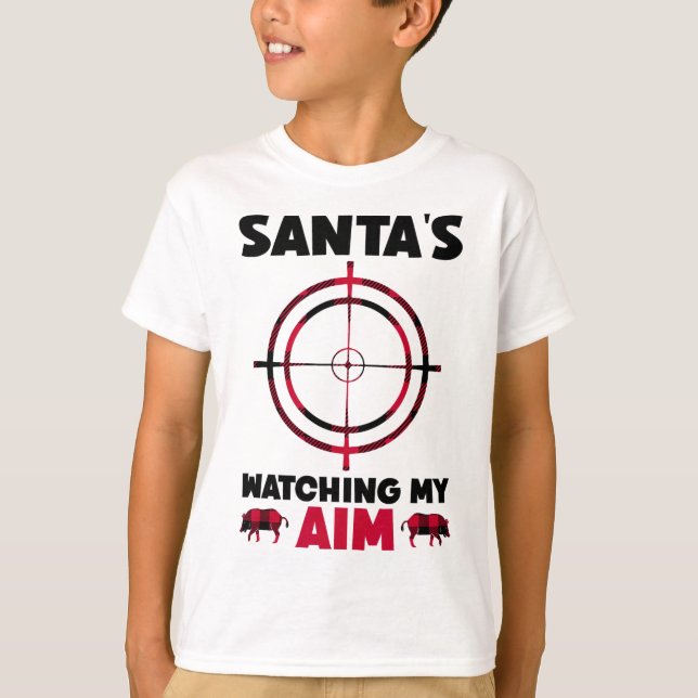 Camiseta Santa's Watching My Aim - Boar Hog Hunting 1  (Frente)