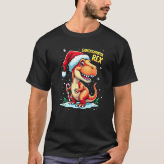 Camiseta Santasaurus Rex Dinossauro Engraçado Natal Chapéu