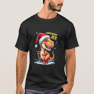 Camiseta Santasaurus Rex Dinossauro Engraçado Natal Chapéu