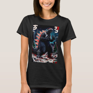 Camiseta Santazilla Monstro Japonês Kaiju Dinossauro Natal