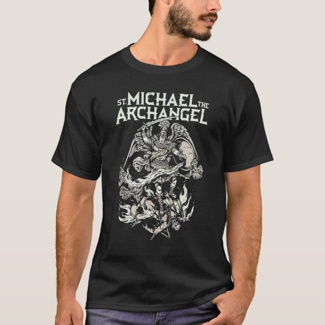 Camiseta Santo Arcanjo Miguel Anjo Protetor Católico (Frente)