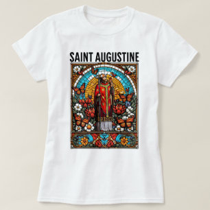 Camiseta Santo Augustine Stainha Glass Religião Católica