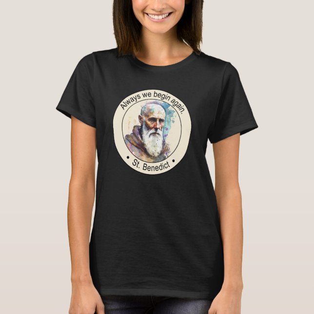 Camiseta Santo Benedito de Nursia Santo Católico Popular Fa (Frente)