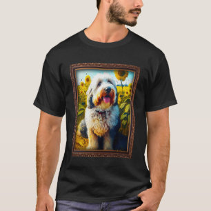 Camiseta Santo Berdoodle Pintando Flor de Girassol Mãe Mulh