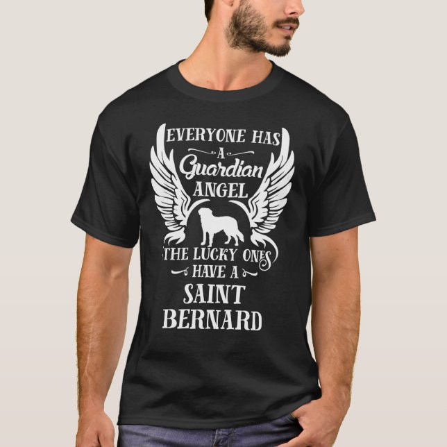 Camiseta Santo Bernard cão de estimação anjo da guarda (Frente)