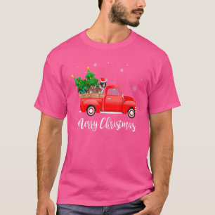 Camiseta Santo Bernard Dog Andando na Rua Vermelha Natal