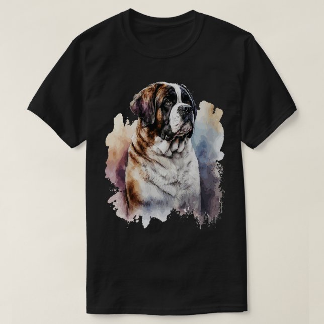 Camiseta Santo Bernard Dog imprime o retrato da aquarela (Frente do Design)