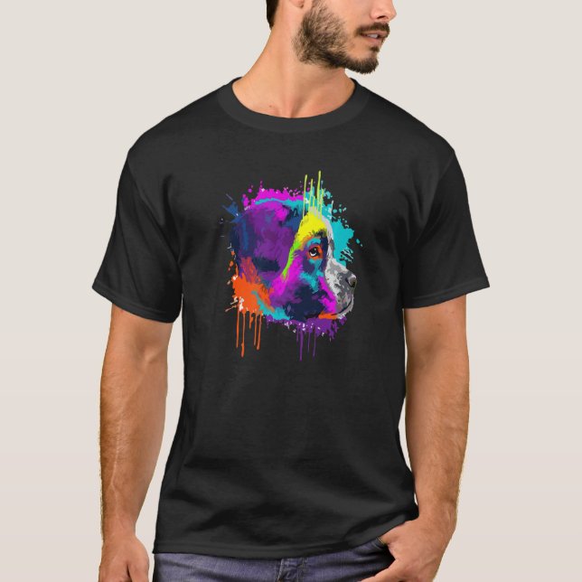Camiseta Santo Bernard Dog Splash Art Colorida Premium (Frente)