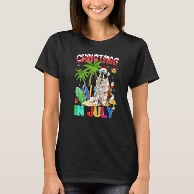 Camiseta Santo Bernard Em Santa Hat Domina O Natal (Frente)