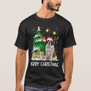 Camiseta Santo Bernard Leights Tree Papais noeis Xmas Paj