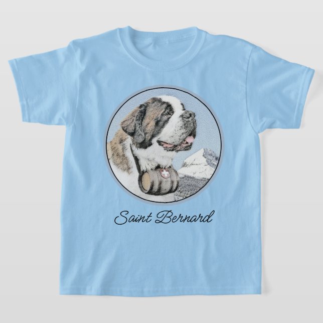 Camiseta Santo Bernard Painting - Arte Cachorra Original (Postura )