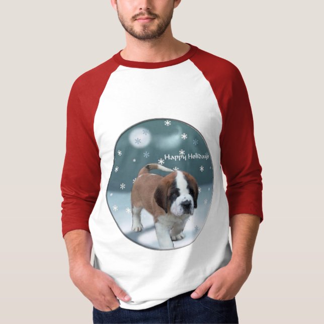 Camiseta Santo Bernard Puppy presentes de Natal (Frente)