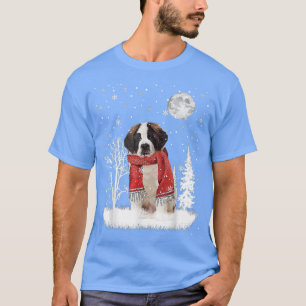 Camiseta Santo Bernard Sob Moonlight Snow Christmas Pajam