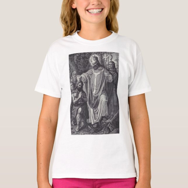 Camiseta Santo Boniface Inglês Benedictine monge (Frente)