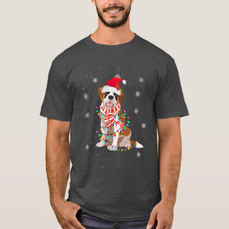 Camiseta Santo bonito Bernard Cachorro de Natal Luzes de Ca