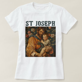 Camiseta Santo católico tradicional Joseph e Jesus bebê