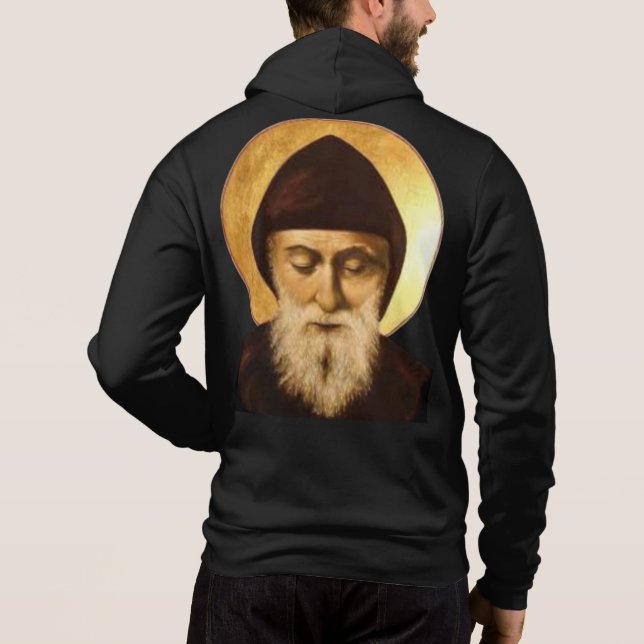 Camiseta Santo Charbel Makhlouf-Ambos Os Lados-Zippered Hoo (Verso)