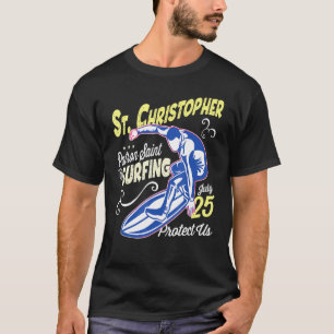 Camiseta Santo Christopher Surf Patron Santo Do Gato De Sur