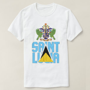 Camiseta Santo de Lúcia, Bandeira e Casaco de Armas Patriót