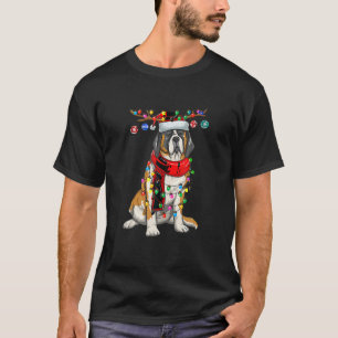 Camiseta Santo de Natal Bernard Dog Holiday Lights Reindee