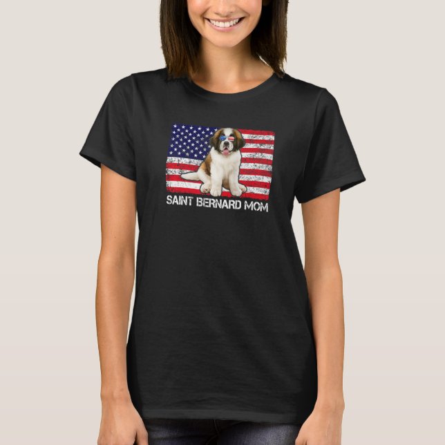 Camiseta Santo de óculos solares Bernard Mãe Bandeira Ameri (Frente)
