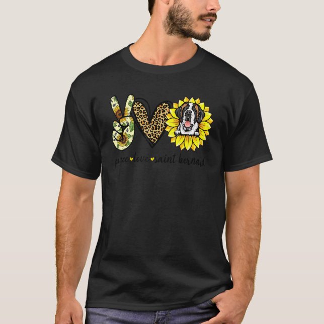 Camiseta Santo de Paz Bernard Dog Sunflower (Frente)