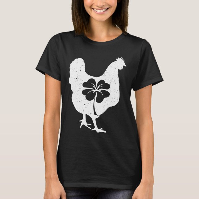 Camiseta Santo Dia de São Patrício De Chicken Hen Shamrock  (Frente)