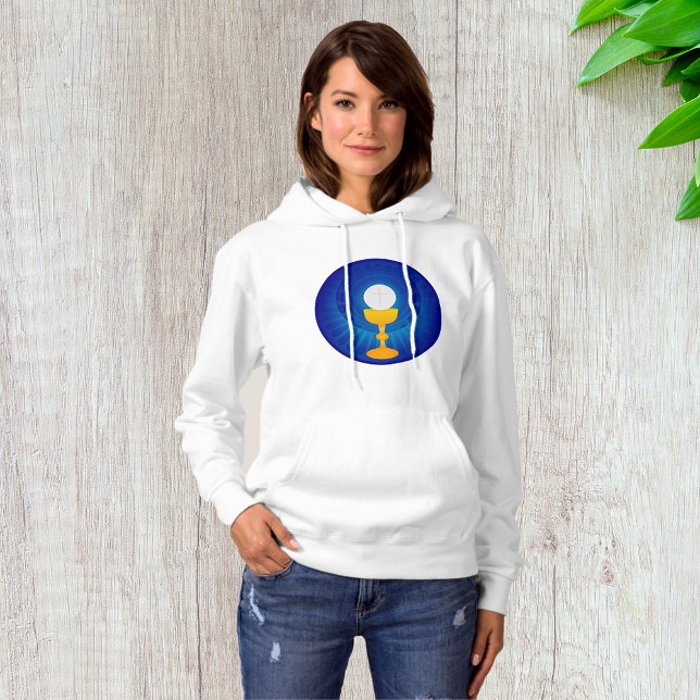 Camiseta Santo Eucarista Mulher Hoodie (Criador carregado)