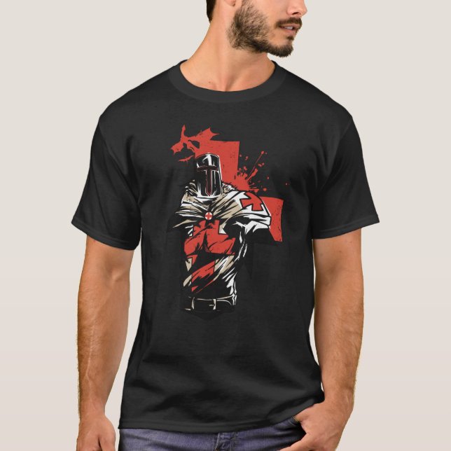 Camiseta Santo George Christian Crusader Cruz Vermelha (Frente)
