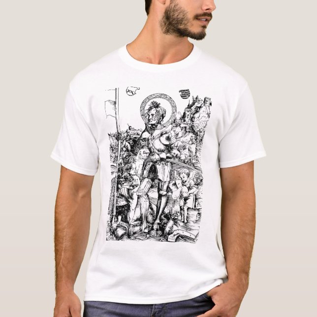 Camiseta Santo George em pé com dois anjos (Frente)