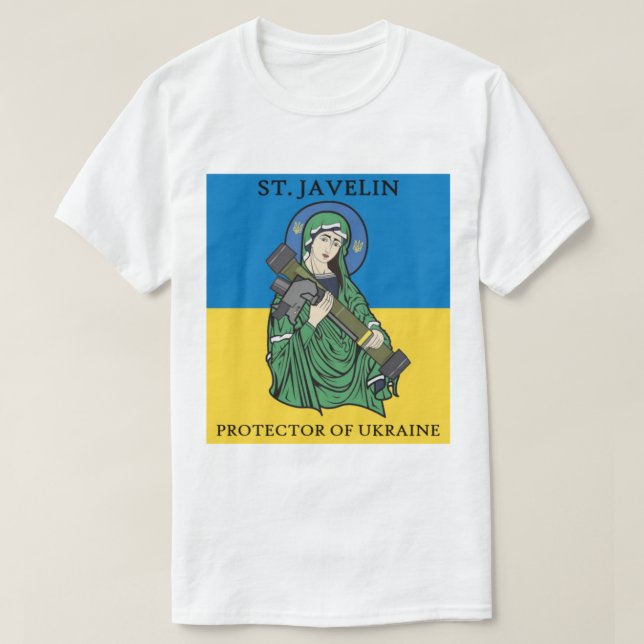 Camiseta Santo Javelin - O protetor da Ucrânia (Frente do Design)