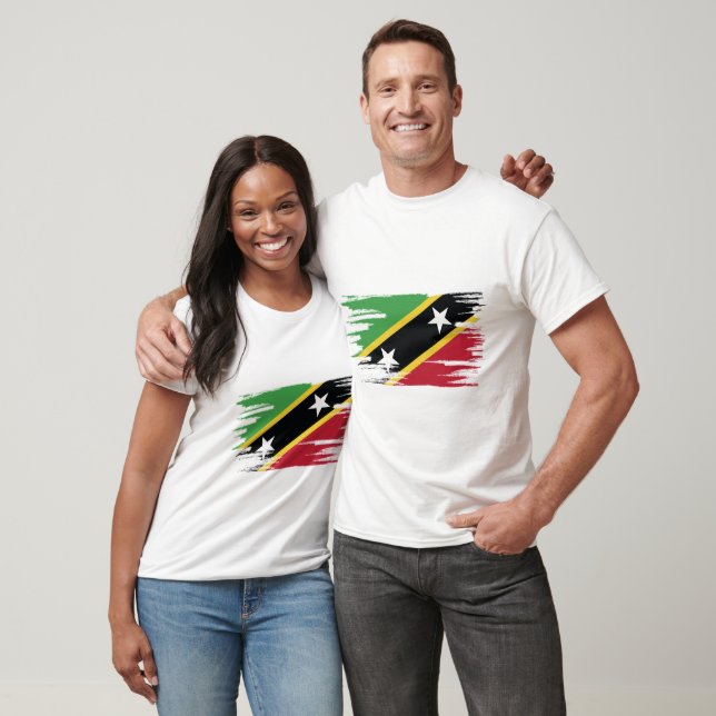 Camiseta Santo Kitts e Nevis Flag Brush Art (Unissex)