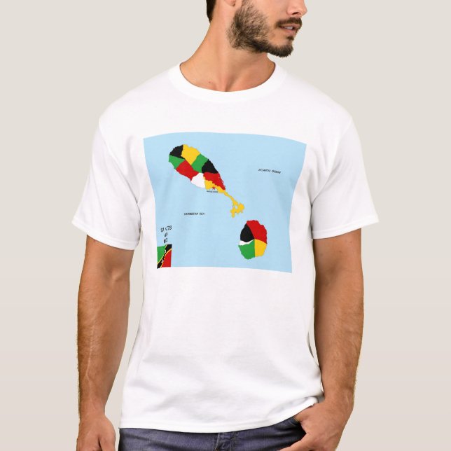 Camiseta santo kitts nevis bandeira do mapa político do paí (Frente)