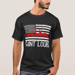 Camiseta Santo Louis Firefighter Red Line Skyline American