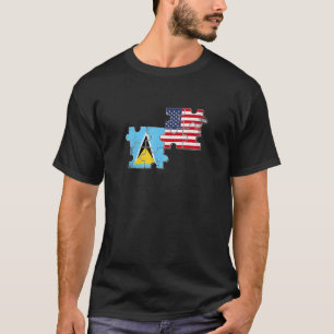 Camiseta Santo Lucia EUA Santo Lucian American Flag