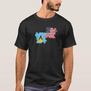 Camiseta Santo Lucia EUA Santo Lucian American Flag
