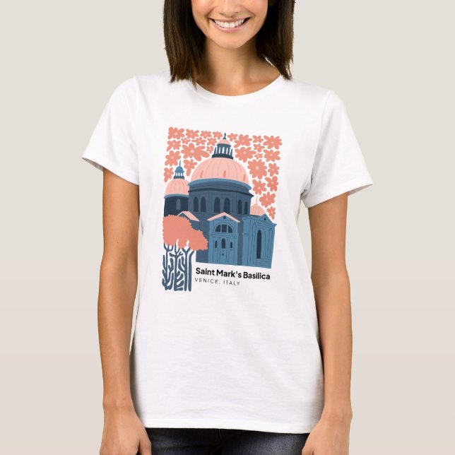 Camiseta Santo Marks Basilica Venice Itália viagem floral (Frente)