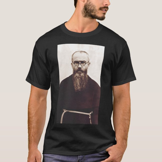 Camiseta Santo Maximilian Kolbe padre católico polonês (Frente)