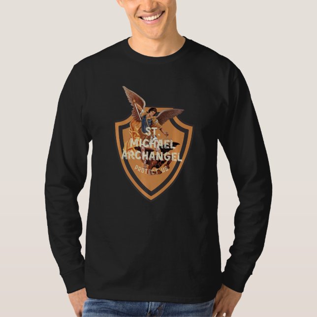 Camiseta Santo Michael, o Arcanjo Orador Tradição Católica (Frente)