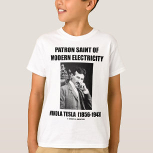 Camiseta Santo padroeiro da eletricidade moderna (Nikola