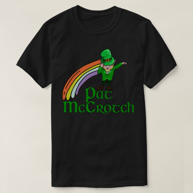 Camiseta Santo Pat McCrotch Rua Engraçado de Shamrocks (Frente do Design)
