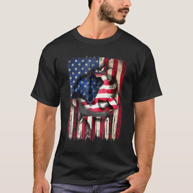 Camiseta Santo Patriótico Bernard American Flag Dog (Frente)