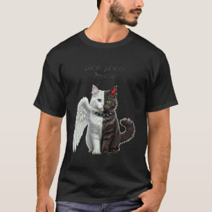 Camiseta Santo Pecador Depende. Gatinho Satanico Ateu