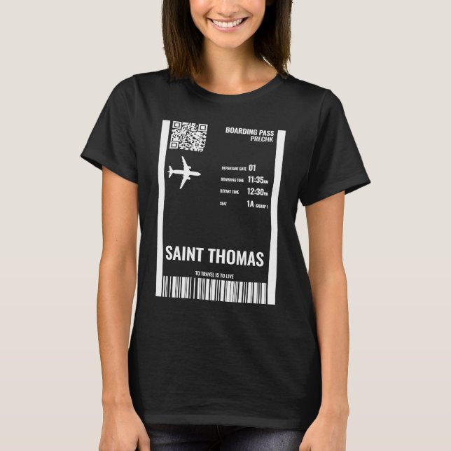 Camiseta Santo Thomas Ilhas Virgens dos EUA Embarque Airli (Frente)