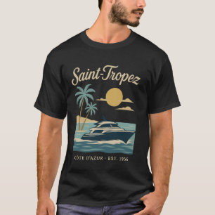 Camiseta Santo-Tropez Côte d'Azur Yacht Palm Trees Retro Vi