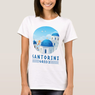 Camiseta Santorini, Grécia Feminino Branco