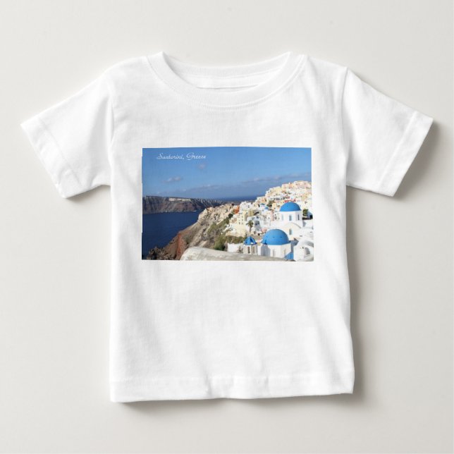 Camiseta Santorini, Grécia, Vila-Oia, Fotografia, Azul (Frente)