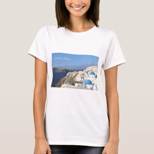 Camiseta Santorini, piscina, vila de Oia, fotografia (Frente)